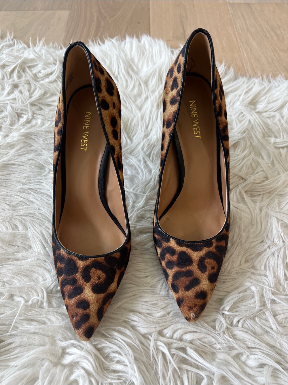 Nine West Leopard-Print Pointed Toe Pumps - Brown/Black